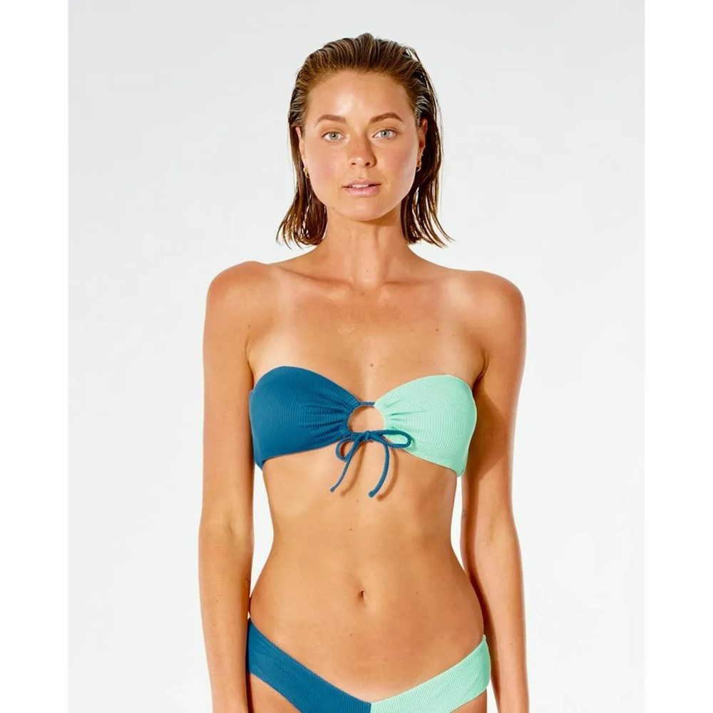 Rip Curl Teal & Mint Two-Tone Bandeau Bikini Top